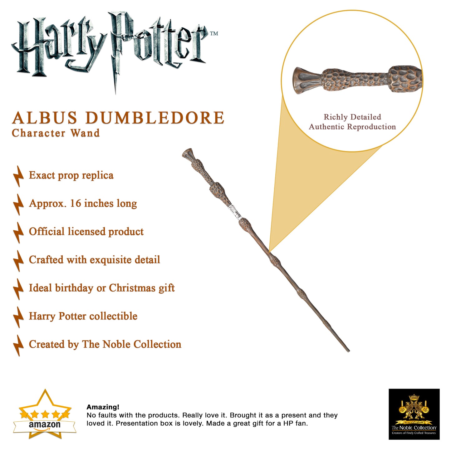 Official Harry Potter Professor Albus Dumbledore Character Box Wand