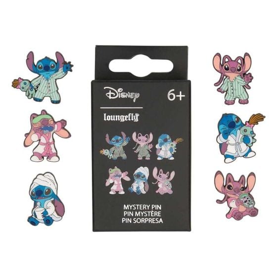 Loungefly Blind Box Enamel Pins – Stitch and Angel in PJs