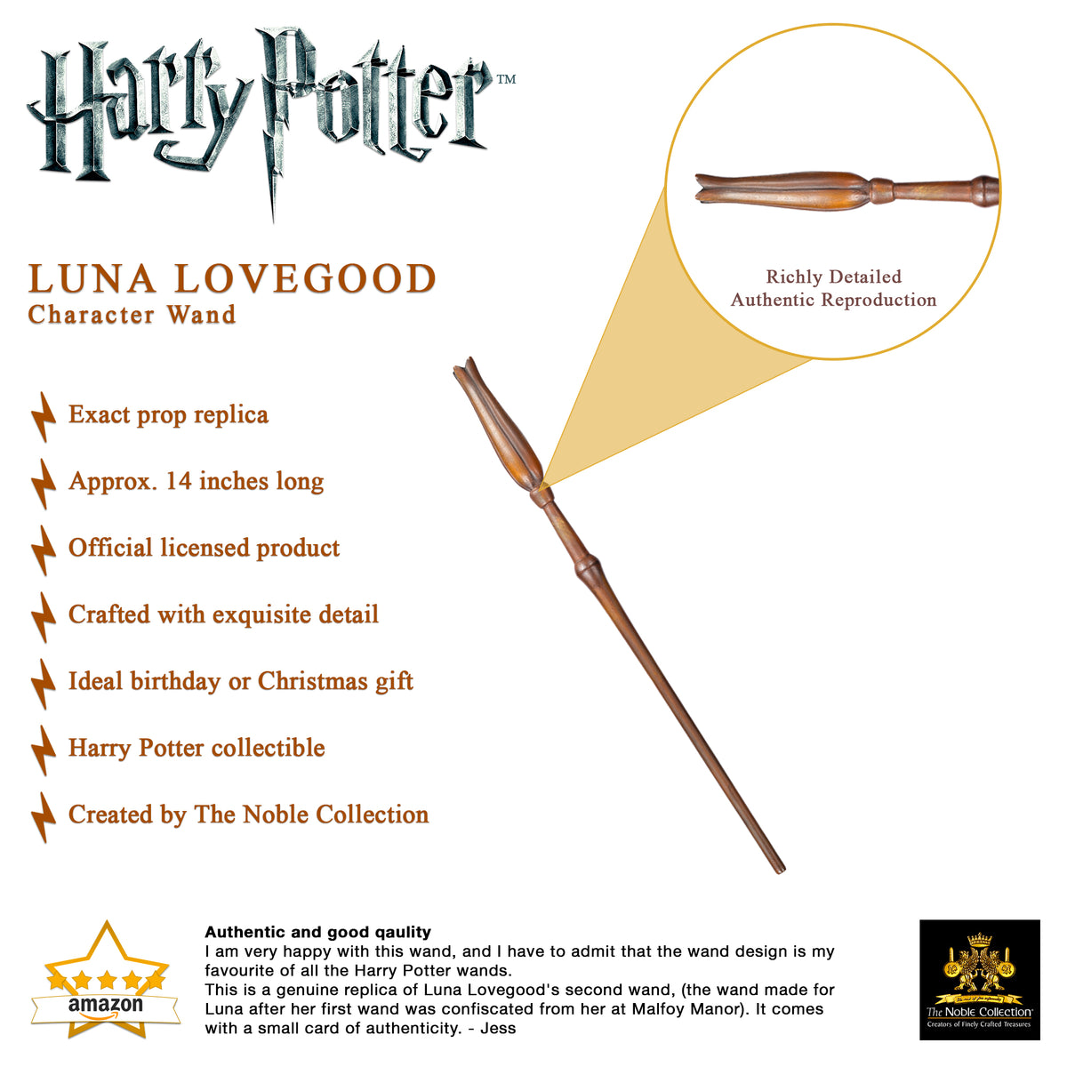 The Noble Collection Harry Potter Zauberstab – Luna Lovegood, Mit IR-Fernsteuerung & Sammlerbox The Noble Collection Harry Potter Zauberstab – Luna Lovegood, Mit IR-Fernsteuerung & Sammlerbox