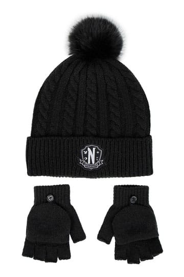 Wednesday Beanie & Gloves Set Nevermore