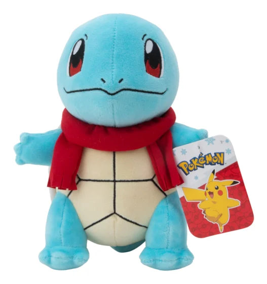 Pokémon 8" Seasonal Plush – Squirtle with Red Scarf (Official Jazwares)